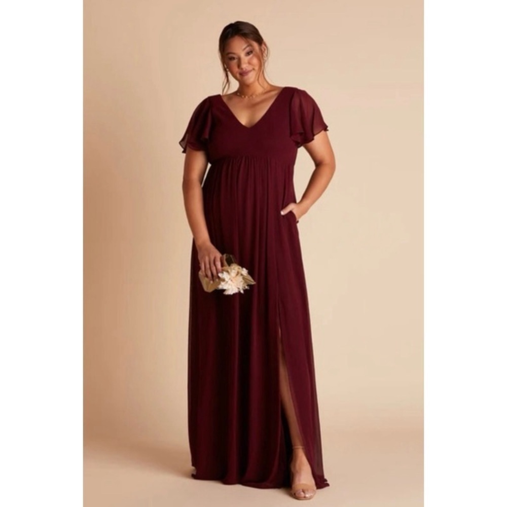 Birdy Grey Maroon Short Sleeve V-Neck Hannah Empire Dress XXL